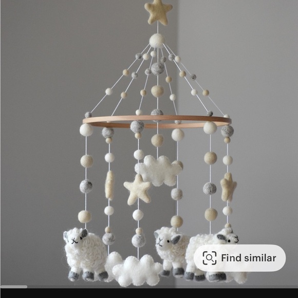 Wool Felt Sheep Baby Mobile - Picture 4 of 9